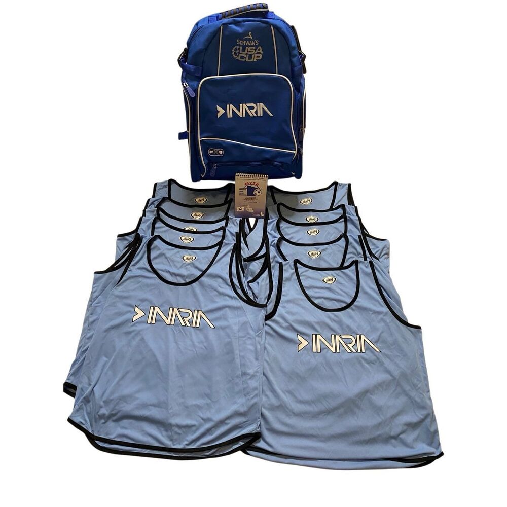 Inaria Soccer Pinnies Set of 10 Schwans Usa Cup Backpack Coaching Notepad